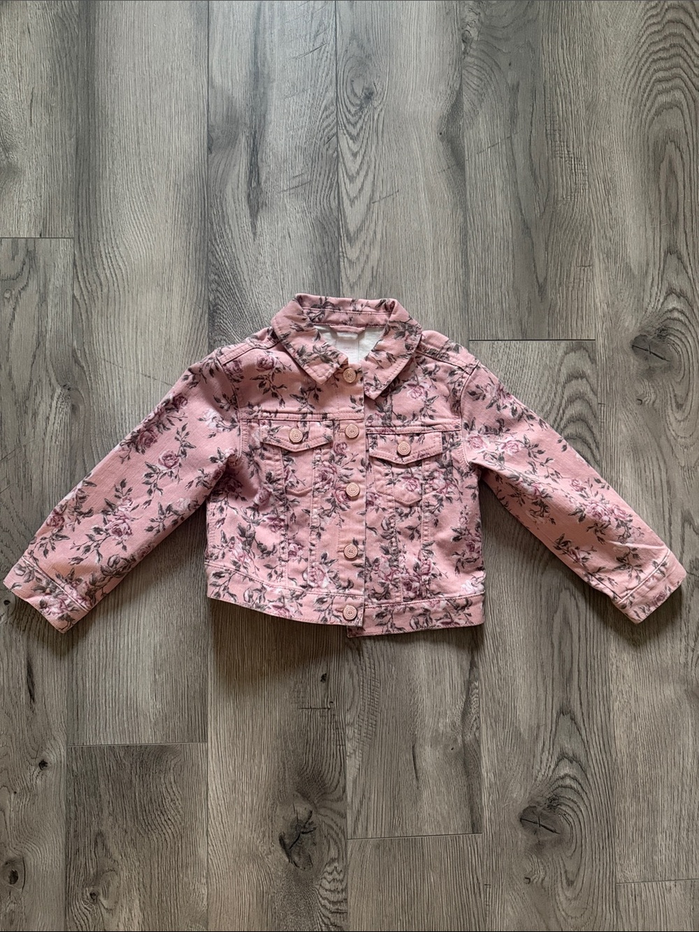Girls' Pink Floral Denim Jacket - Kids Jackets & Coats